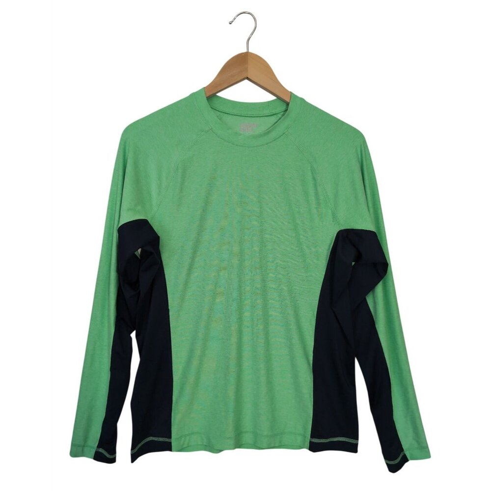 Lands End Rash Guard Men‎ S Green Blue Long Sleeve Sun Swim Shirt Beach Pool